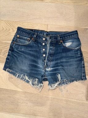 Levi’s Distressed High-Rise Women's Denim Shorts - Blue